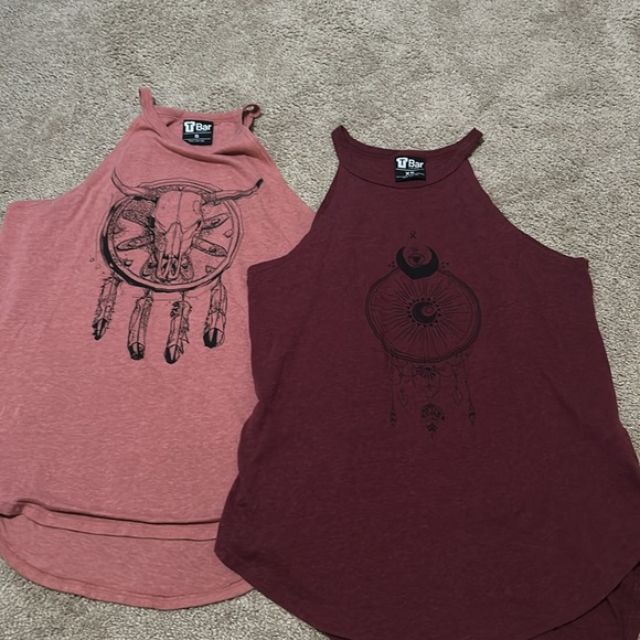 Two Tank tops with designs on front - Maroon & Light Pink. From Cotton On. - Picture 4 of 4